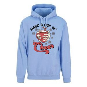 Retro Groovy Have A Cup Of Cheer Christmas Skeleton Coffee Great Gift Unisex Surf Hoodie