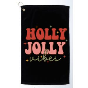 Retro Groovy Holly Xmas Jolly Vibes Merry Christmas Holiday Cute Gift Platinum Collection Golf Towel