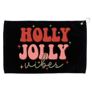 Retro Groovy Holly Xmas Jolly Vibes Merry Christmas Holiday Cute Gift Grommeted Golf Towel