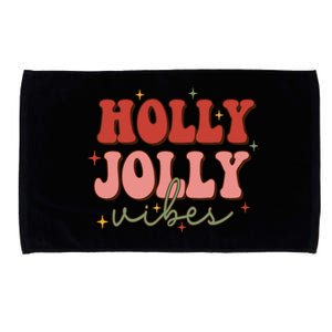 Retro Groovy Holly Xmas Jolly Vibes Merry Christmas Holiday Cute Gift Microfiber Hand Towel