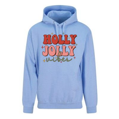 Retro Groovy Holly Xmas Jolly Vibes Merry Christmas Holiday Cute Gift Unisex Surf Hoodie