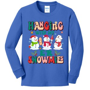 Retro Groovy Hanging With My Er Snowmies Nurse Christmas Gift Kids Long Sleeve Shirt