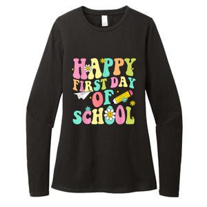 Retro Groovy Happy First Day Of School Teachers Students Kids Womens CVC Long Sleeve Shirt