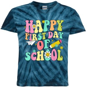 Retro Groovy Happy First Day Of School Teachers Students Kids Kids Tie-Dye T-Shirt