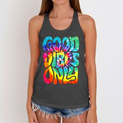 Retro Groovy Halloween Peace Love Hippie 60s 70s 80s Costume Women's Knotted Racerback Tank