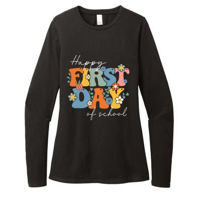 Retro Groovy Happy First Day Of School For Teacher & Student Womens CVC Long Sleeve Shirt