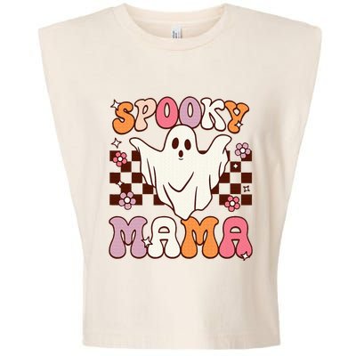 Retro Groovy Halloween Ghost Spooky Mama Costume Garment-Dyed Women's Muscle Tee