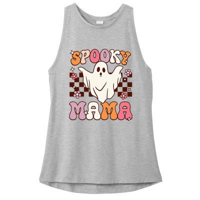 Retro Groovy Halloween Ghost Spooky Mama Costume Ladies PosiCharge Tri-Blend Wicking Tank