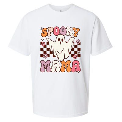 Retro Groovy Halloween Ghost Spooky Mama Costume Sueded Cloud Jersey T-Shirt