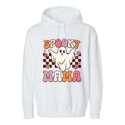 Retro Groovy Halloween Ghost Spooky Mama Costume Garment-Dyed Fleece Hoodie