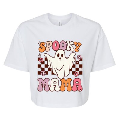 Retro Groovy Halloween Ghost Spooky Mama Costume Bella+Canvas Jersey Crop Tee