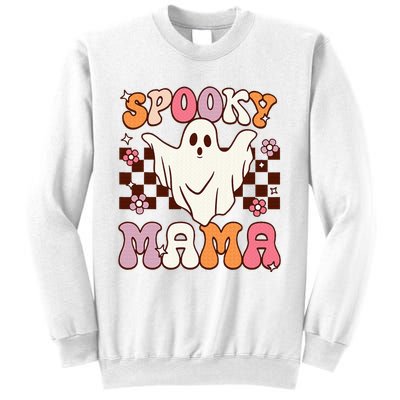 Retro Groovy Halloween Ghost Spooky Mama Costume Sweatshirt