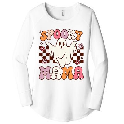 Retro Groovy Halloween Ghost Spooky Mama Costume Women's Perfect Tri Tunic Long Sleeve Shirt