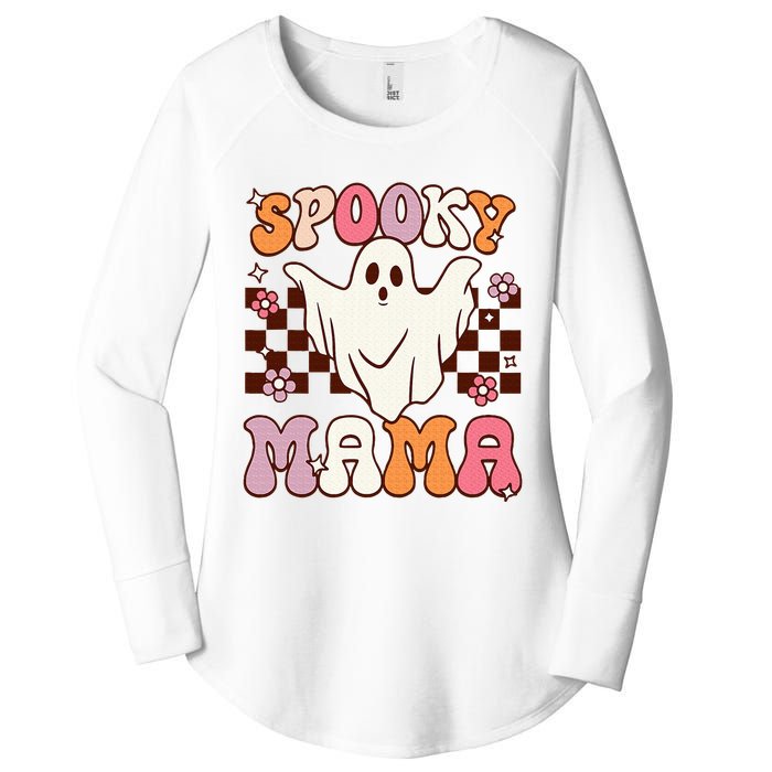 Retro Groovy Halloween Ghost Spooky Mama Costume Women's Perfect Tri Tunic Long Sleeve Shirt