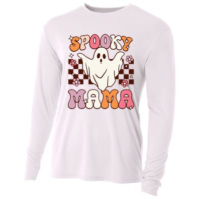 Retro Groovy Halloween Ghost Spooky Mama Costume Cooling Performance Long Sleeve Crew