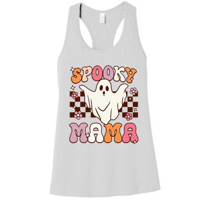 Retro Groovy Halloween Ghost Spooky Mama Costume Women's Racerback Tank