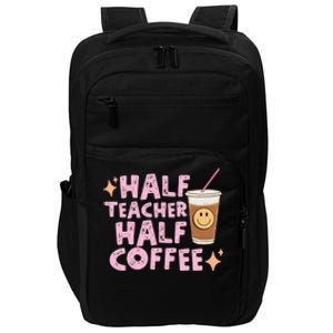 Retro Groovy Half Teacher Half Coffee Happy Teachers Day Gift Impact Tech Backpack