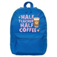 Retro Groovy Half Teacher Half Coffee Happy Teachers Day Gift 16 in Basic Backpack