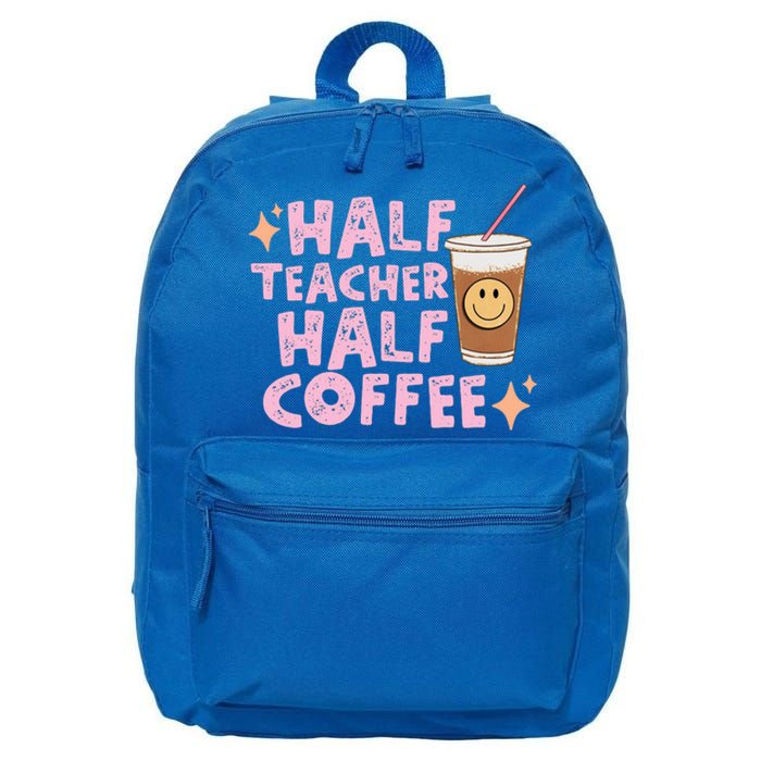 Retro Groovy Half Teacher Half Coffee Happy Teachers Day Gift 16 in Basic Backpack