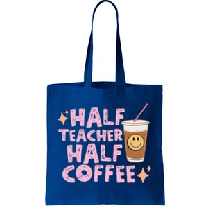 Retro Groovy Half Teacher Half Coffee Happy Teachers Day Gift Tote Bag