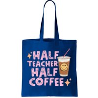 Retro Groovy Half Teacher Half Coffee Happy Teachers Day Gift Tote Bag