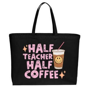 Retro Groovy Half Teacher Half Coffee Happy Teachers Day Gift Cotton Canvas Jumbo Tote