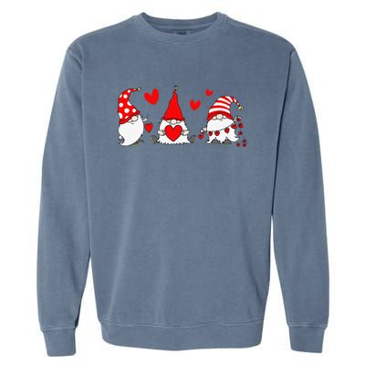 Red Gnomes Hearts Happy Valentines Day Funny Gnome Lover Garment-Dyed Sweatshirt