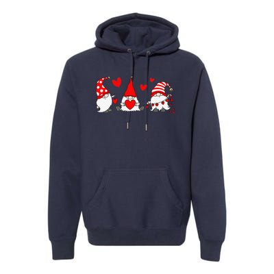 Red Gnomes Hearts Happy Valentines Day Funny Gnome Lover Premium Hoodie