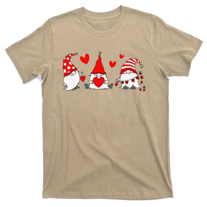 Red Gnomes Hearts Happy Valentines Day Funny Gnome Lover T-Shirt