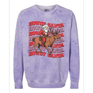 Retro Groovy Howdy Santa Country Cowboy Western Christmas Colorblast Crewneck Sweatshirt