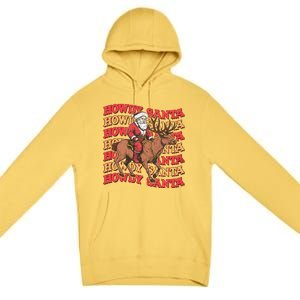 Retro Groovy Howdy Santa Country Cowboy Western Christmas Premium Pullover Hoodie