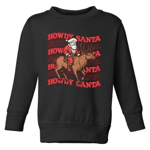 Retro Groovy Howdy Santa Country Cowboy Western Christmas Toddler Sweatshirt