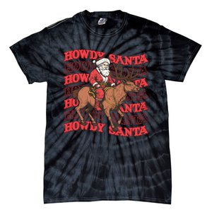 Retro Groovy Howdy Santa Country Cowboy Western Christmas Tie-Dye T-Shirt