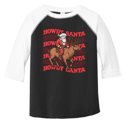 Retro Groovy Howdy Santa Country Cowboy Western Christmas Toddler Fine Jersey T-Shirt