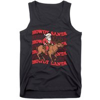 Retro Groovy Howdy Santa Country Cowboy Western Christmas Tank Top