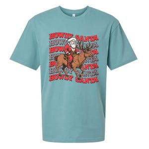 Retro Groovy Howdy Santa Country Cowboy Western Christmas Sueded Cloud Jersey T-Shirt