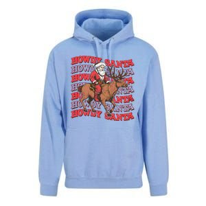 Retro Groovy Howdy Santa Country Cowboy Western Christmas Unisex Surf Hoodie