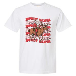 Retro Groovy Howdy Santa Country Cowboy Western Christmas Garment-Dyed Heavyweight T-Shirt