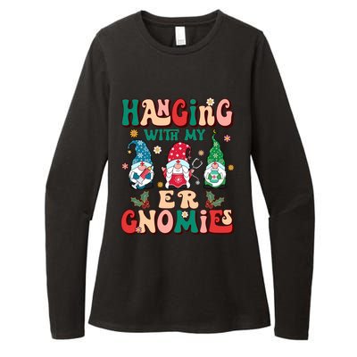 Retro Groovy Hanging With My Er Gnomies Nurse Xmas Gift Womens CVC Long Sleeve Shirt