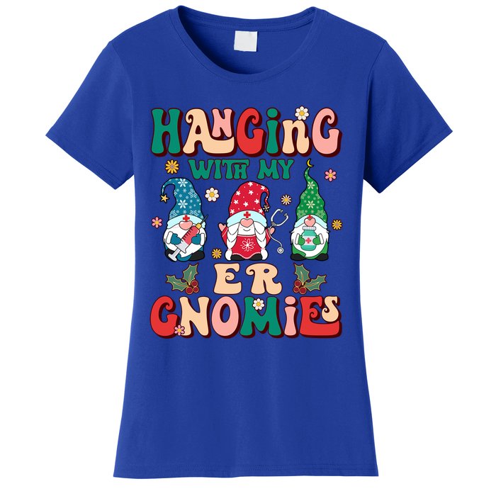 Retro Groovy Hanging With My Er Gnomies Nurse Xmas Gift Women's T-Shirt