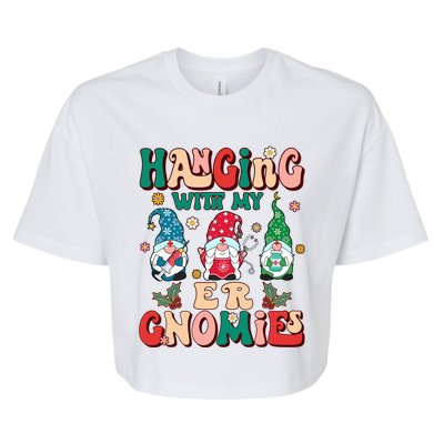 Retro Groovy Hanging With My Er Gnomies Nurse Xmas Gift Bella+Canvas Jersey Crop Tee