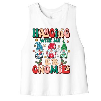 Retro Groovy Hanging With My Er Gnomies Nurse Xmas Gift Women's Racerback Cropped Tank