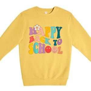 Retro Groovy Happy First Day Of School Back To School Gifts Premium Crewneck Sweatshirt