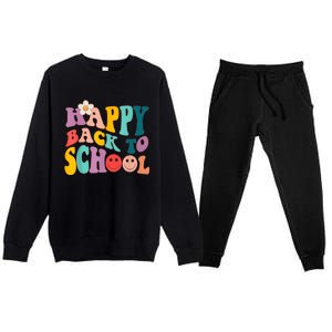 Retro Groovy Happy First Day Of School Back To School Gifts Premium Crewneck Sweatsuit Set