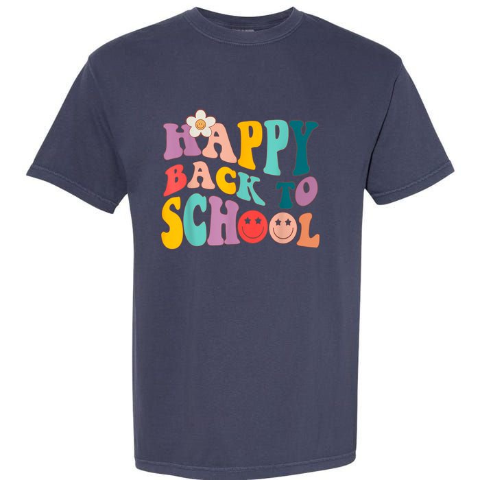 Retro Groovy Happy First Day Of School Back To School Gifts Garment-Dyed Heavyweight T-Shirt