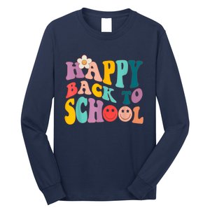 Retro Groovy Happy First Day Of School Back To School Gifts Long Sleeve Shirt