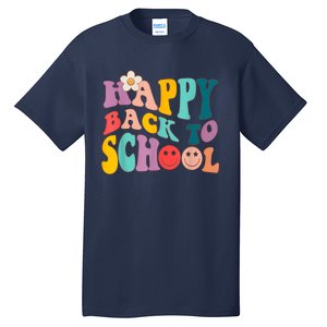 Retro Groovy Happy First Day Of School Back To School Gifts Tall T-Shirt