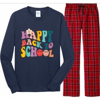 Retro Groovy Happy First Day Of School Back To School Gifts Long Sleeve Pajama Set