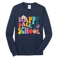 Retro Groovy Happy First Day Of School Back To School Gifts Tall Long Sleeve T-Shirt