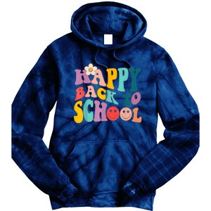 Retro Groovy Happy First Day Of School Back To School Gifts Tie Dye Hoodie